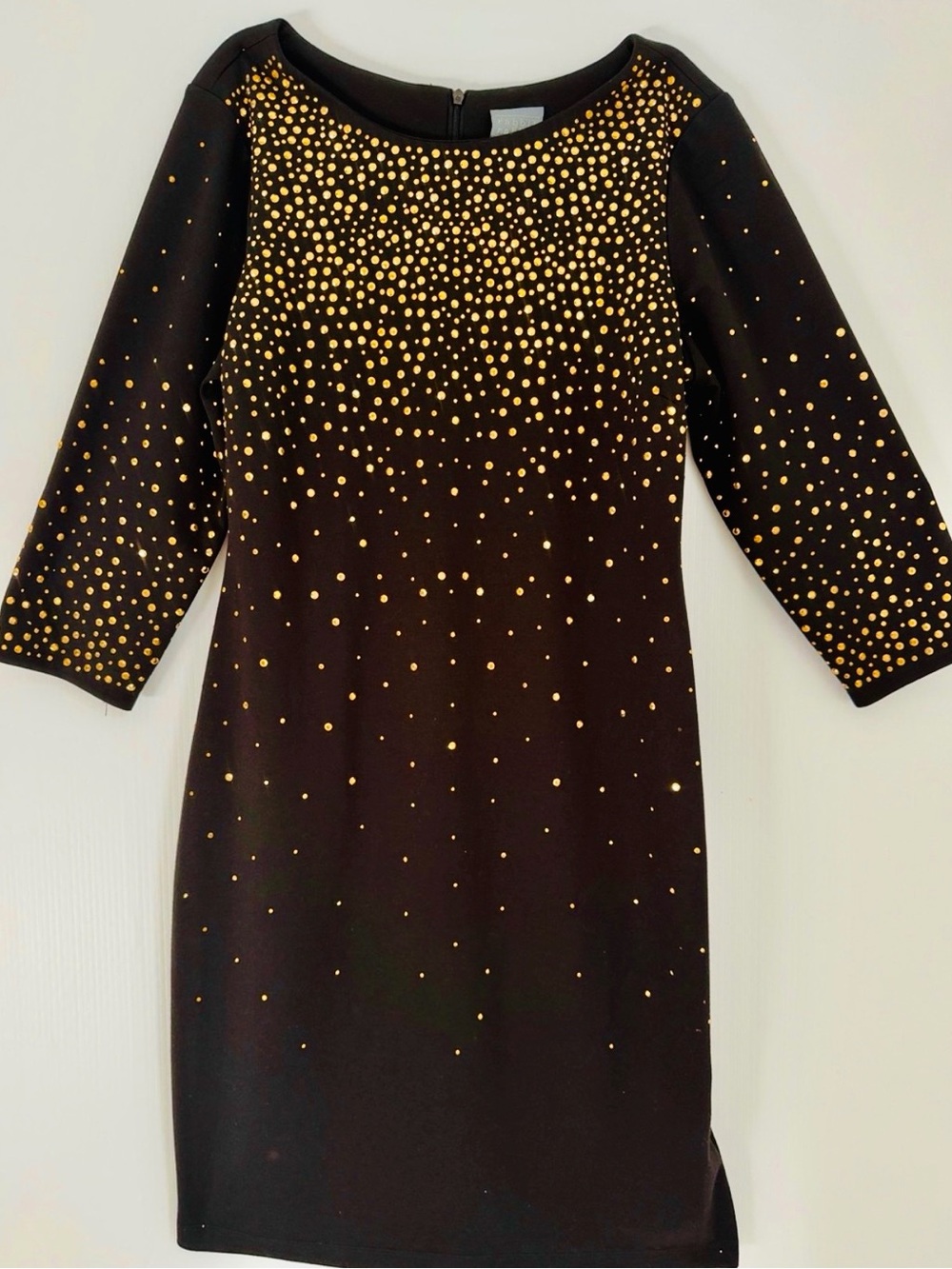 Gold Stud Embellishments Long Sleeve Dress